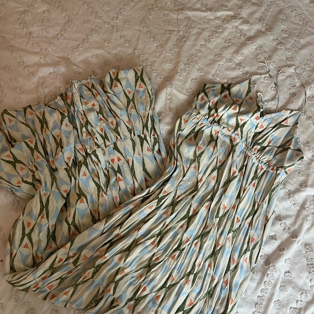 Quiksilver Light Blue, Green & Coral Printed Maxi Dress